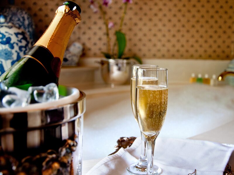 Champagne by the bathtub
