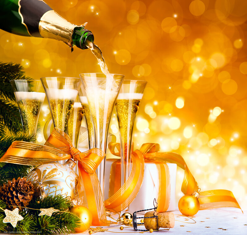 Champagne celebration with ornaments