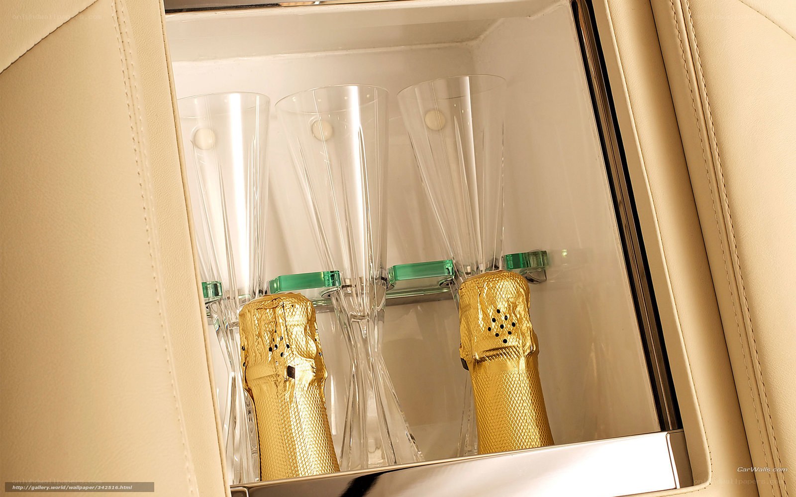 Champagne cooler in luxury car