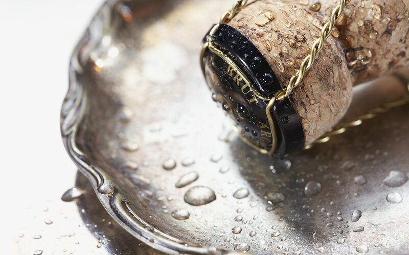 Champagne Cork on Tray