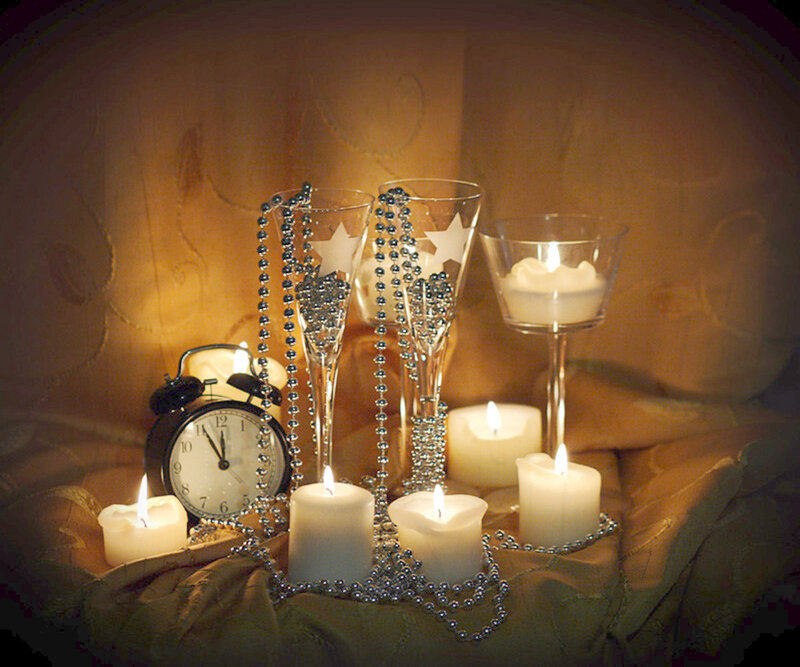Champagne Flutes with Candles