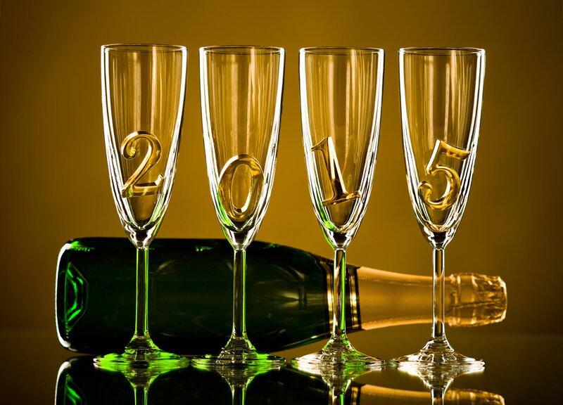 Champagne Flutes with Numbers