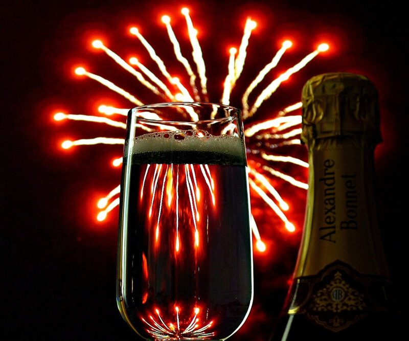 Champagne Glass and Bottle