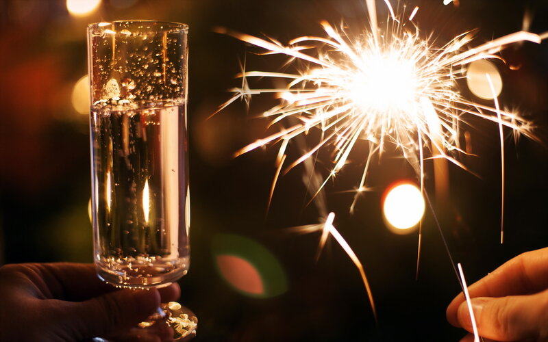 Champagne Glass and Sparkler