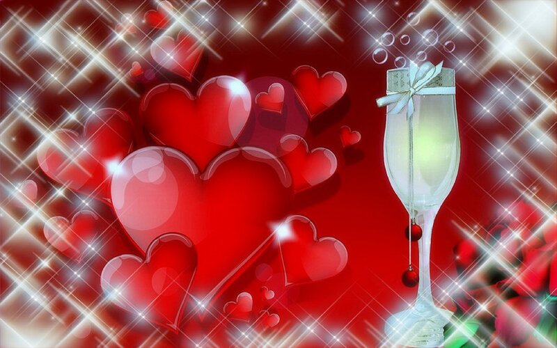 Champagne Glass with Hearts