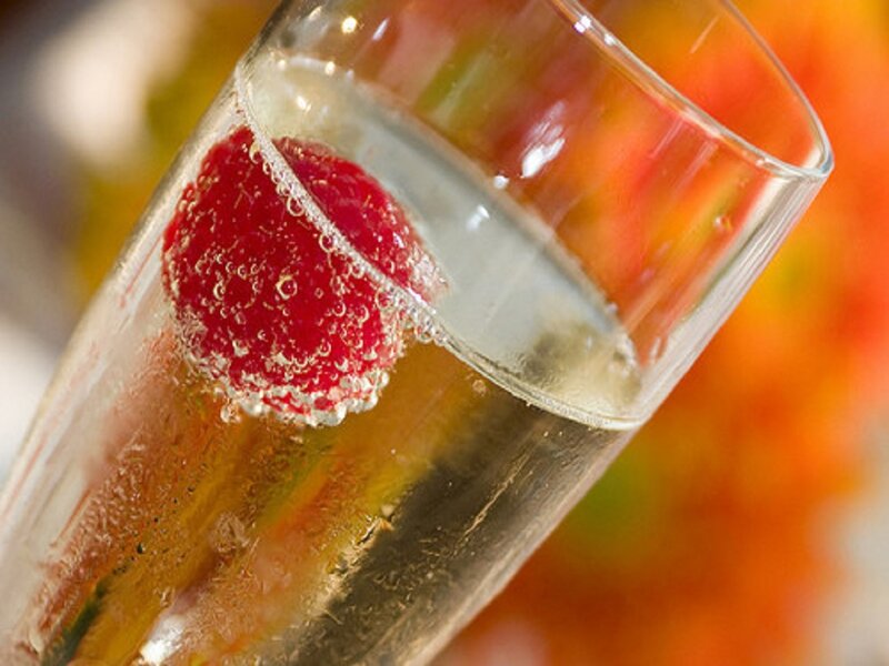 Champagne Glass with Raspberry