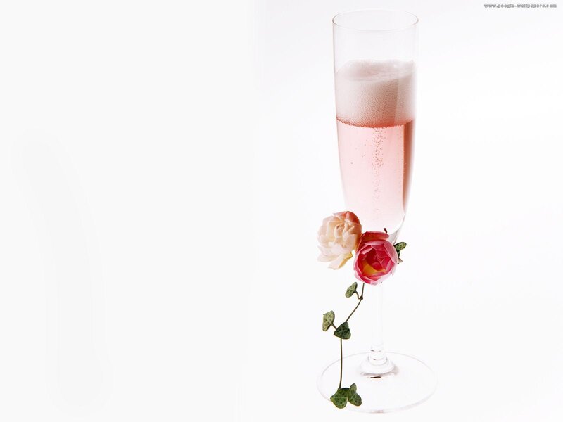 Champagne Glass with Roses