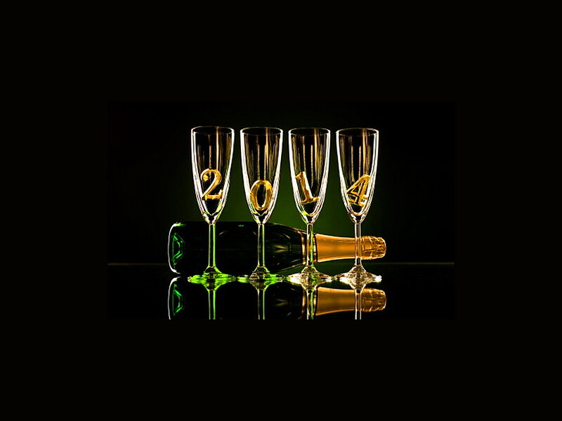 Champagne Glasses and Bottle — Black