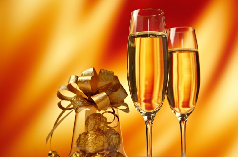 Champagne Glasses and Chocolates — Orange