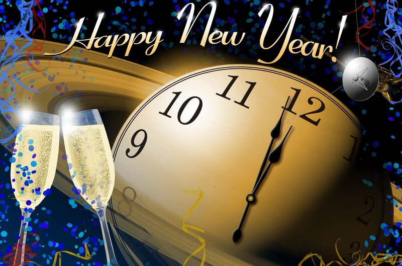 Champagne Glasses and Clock — Gold, Celebratory, Night