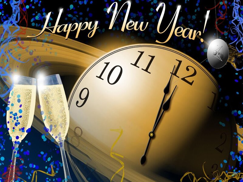 Champagne Glasses and Clock — Gold, Celebratory