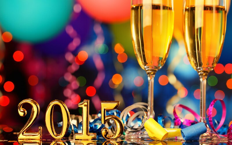 Champagne Glasses and Confetti — Gold