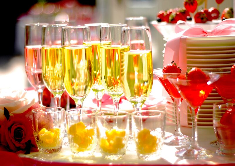 Champagne Glasses and Desserts