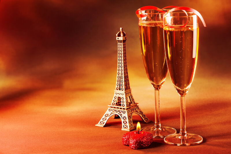 Champagne Glasses and Eiffel Tower — Orange