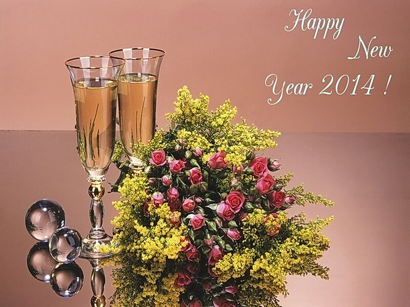 Champagne Glasses and Flowers — Pink, Celebratory