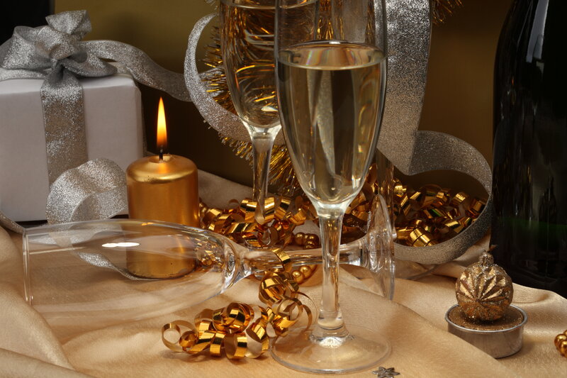 Champagne Glasses and Gift