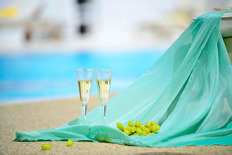 Champagne Glasses and Grapes