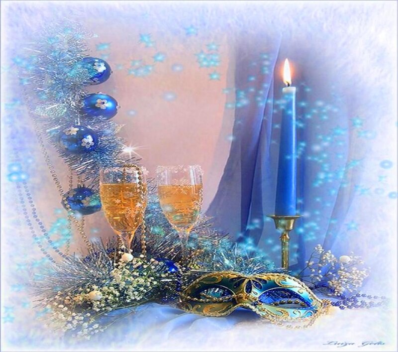 Champagne Glasses and Mask