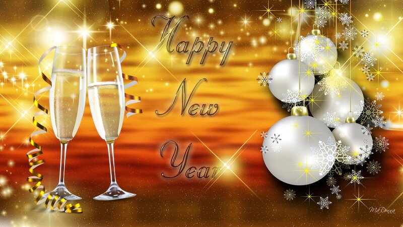 Champagne Glasses and Ornaments — Gold