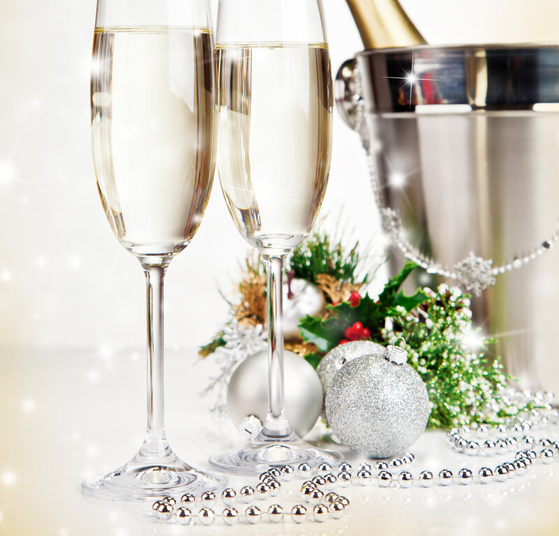 Champagne Glasses and Ornaments — Silver