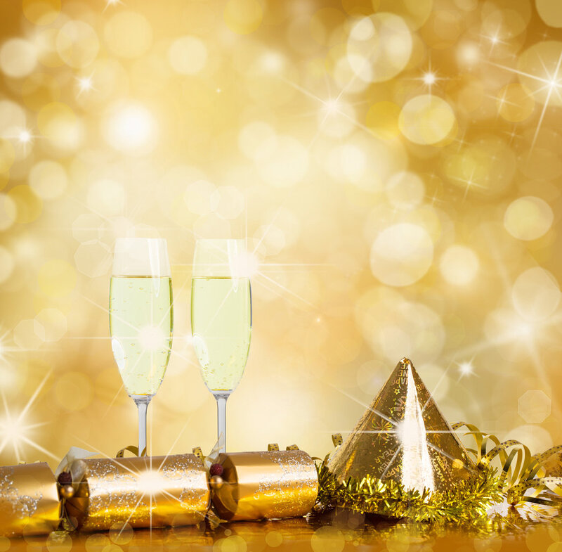 Champagne Glasses and Party Hat