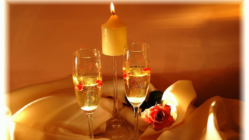 Champagne Glasses and Rose