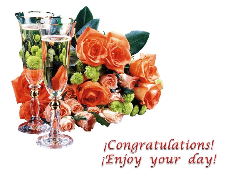Champagne Glasses and Roses — Orange