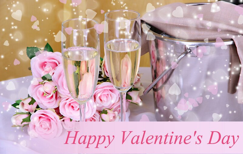 Champagne Glasses and Roses — Pink