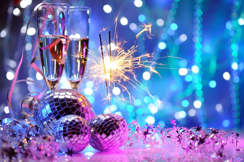 Champagne Glasses and Sparklers — Blue