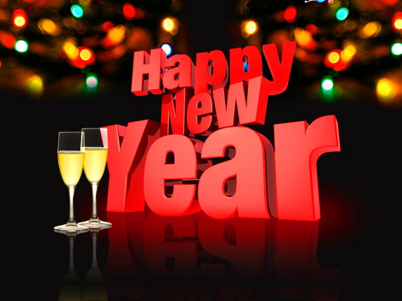 Champagne Glasses and Text — Red, Celebratory