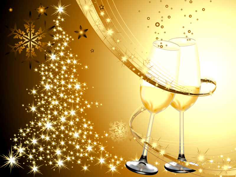 Champagne Glasses and Tree