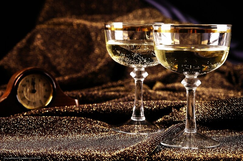 Champagne glasses at midnight