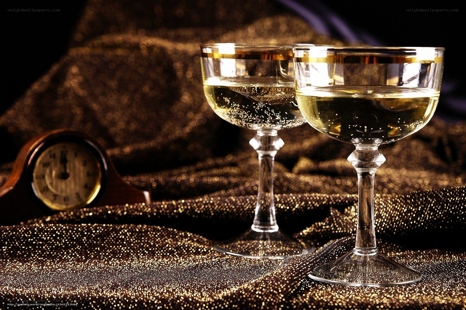 Champagne glasses at midnight