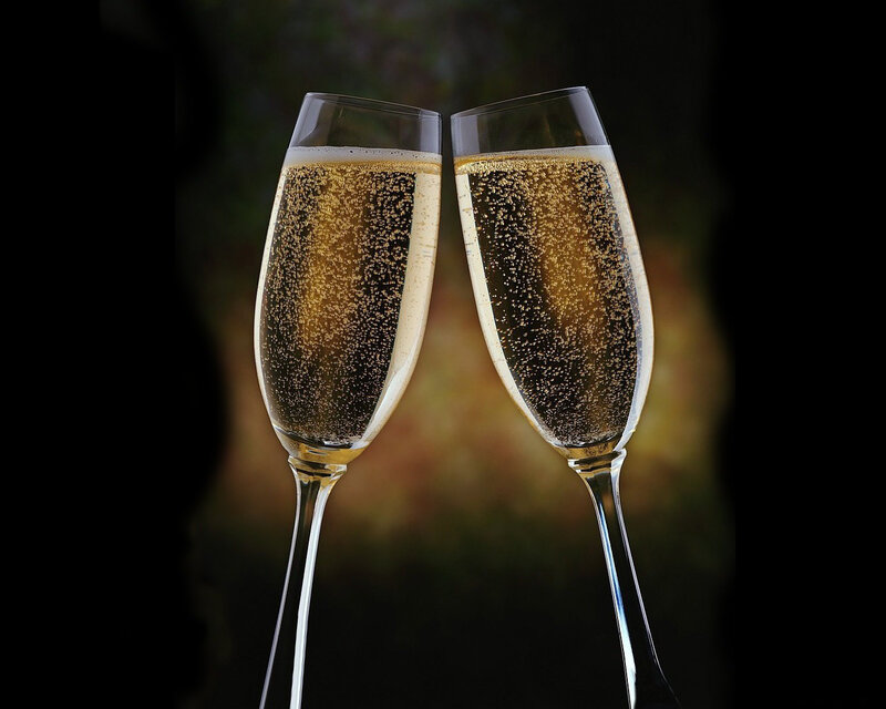 Champagne glasses clinking