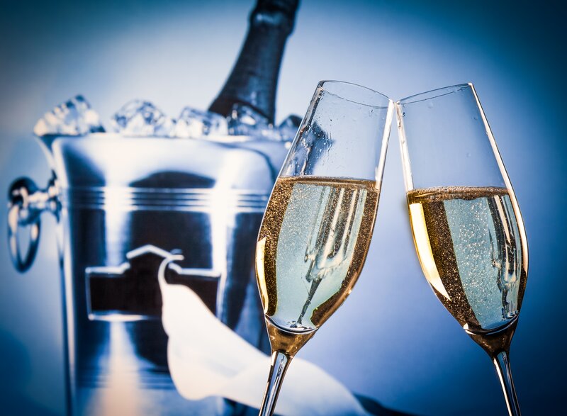 Champagne Glasses Clinking — Blue, Celebratory