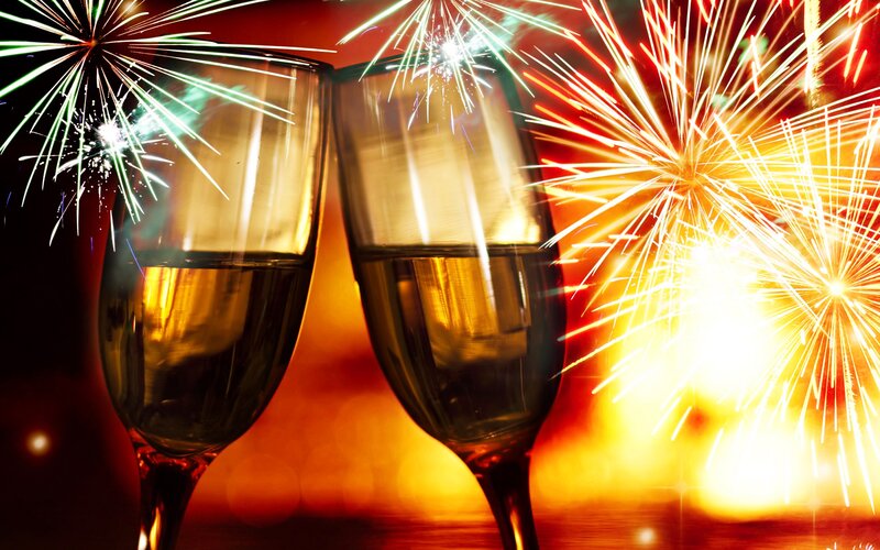 Champagne Glasses Clinking — Red
