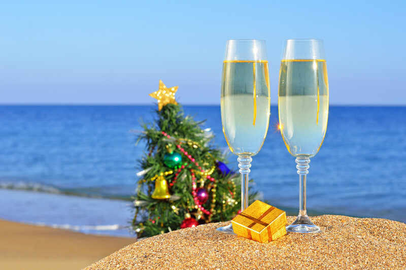 Champagne Glasses on Beach