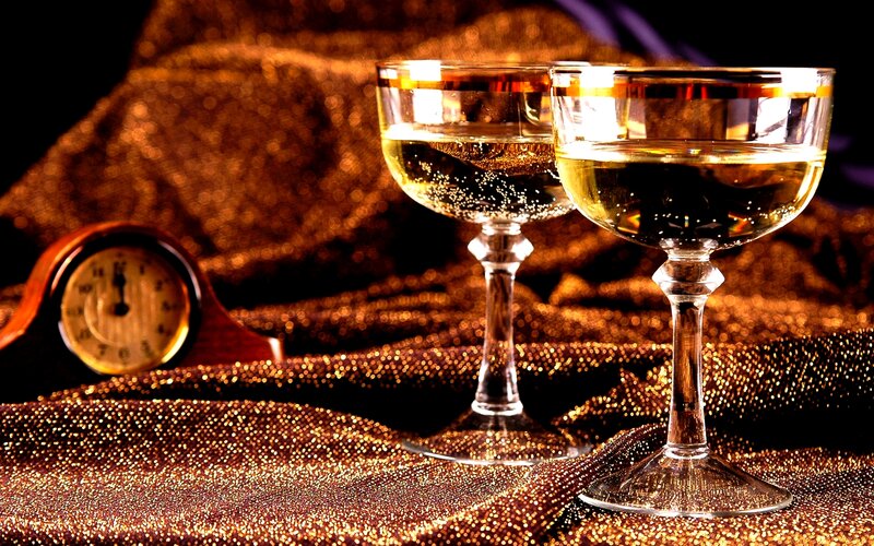 Champagne Glasses on Fabric