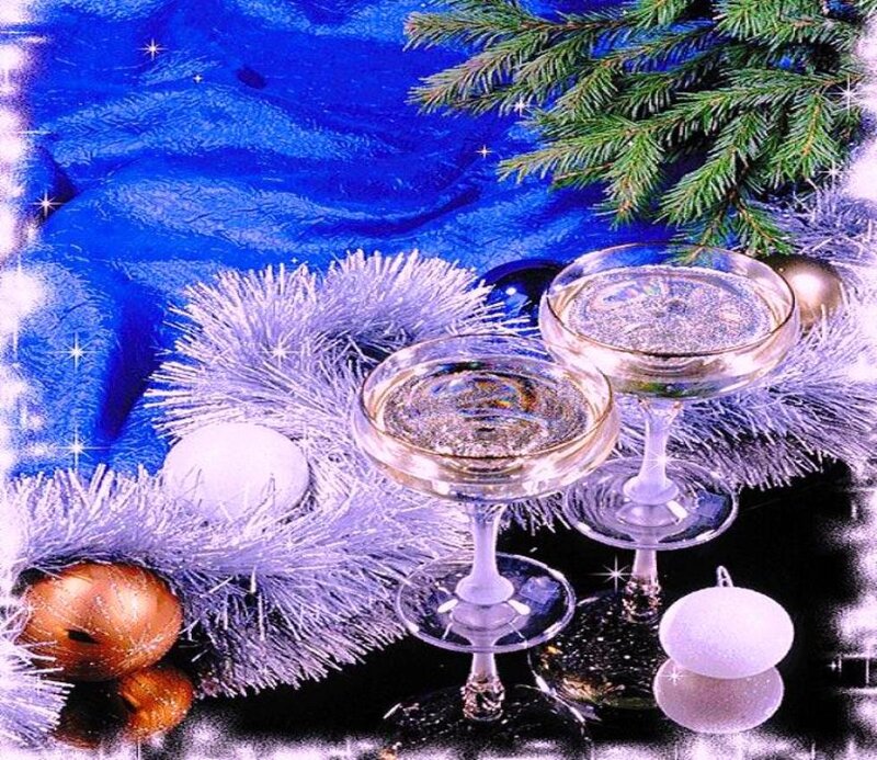 Champagne Glasses on Holiday Decor