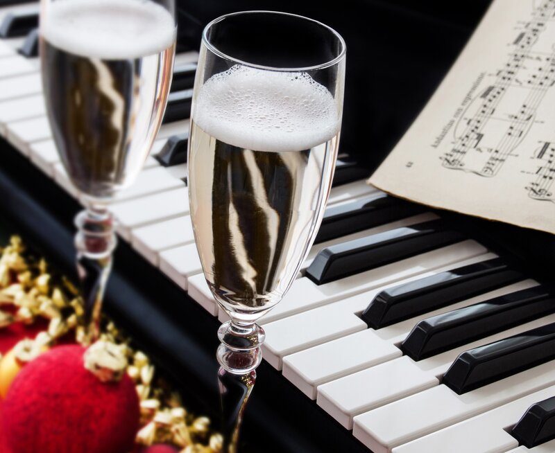 Champagne Glasses on Piano