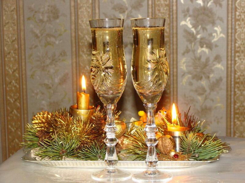 Champagne Glasses on Tray