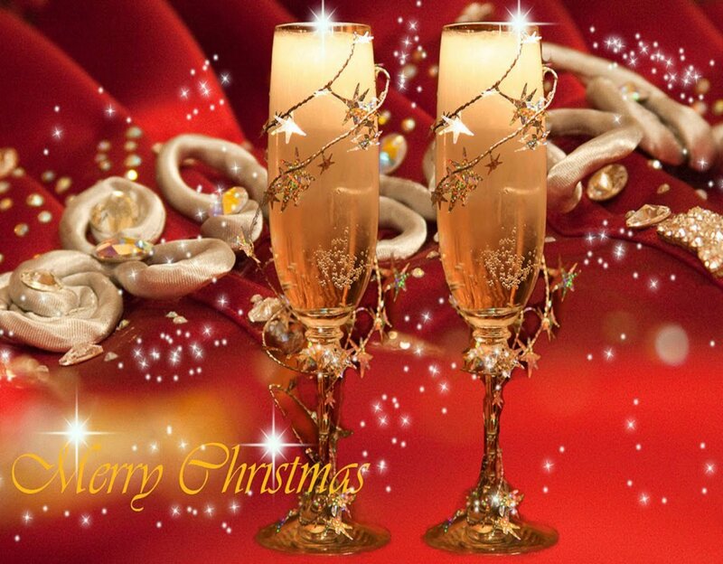 Champagne Glasses — Red