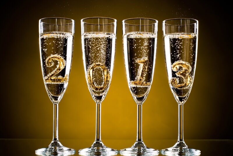 Champagne glasses with 2013