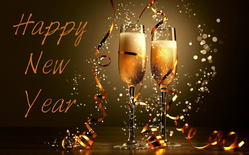 Champagne Glasses with Confetti — Gold, Celebratory, Night, Photograph