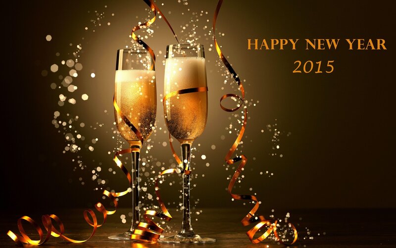 Champagne Glasses with Confetti — Gold, Celebratory, Night