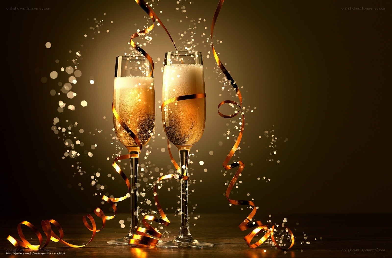 Champagne glasses with confetti