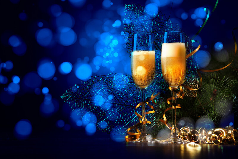 Champagne Glasses with Decorations — Blue