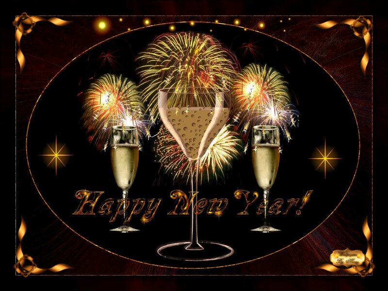Champagne Glasses with Fireworks — Black