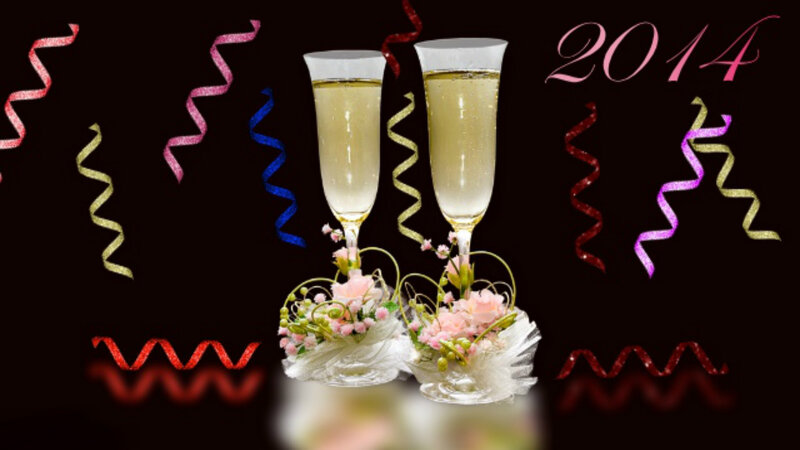 Champagne Glasses with Flowers — Black