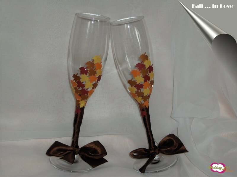 Champagne Glasses with Leaves